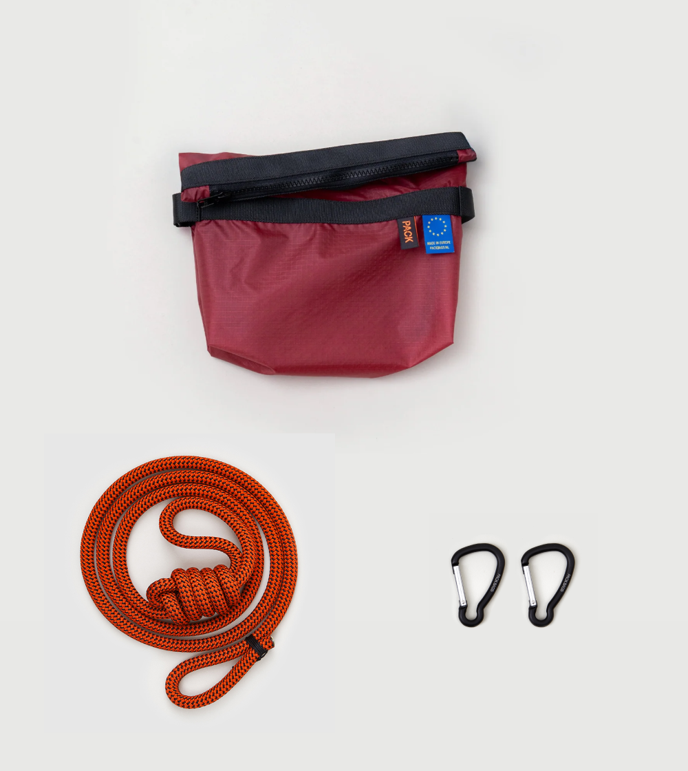 bolso cruzado granate Small Zip Sling - rope strap - A101 de packbags hecho en europa