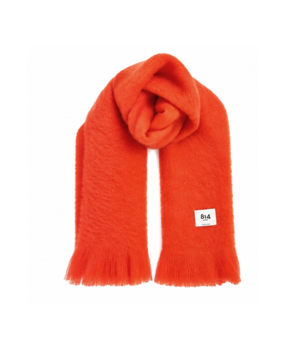 bufanda ezcaray ancha color naranja fabricada en lana y mohair.