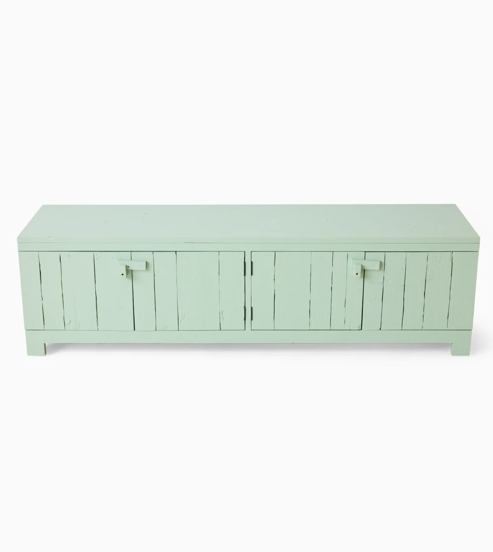 aparador rústico Raw Lowboard de HKLIVING, mueble bajo de madera con cuatro puertas y diseño de líneas limpias color verde menta