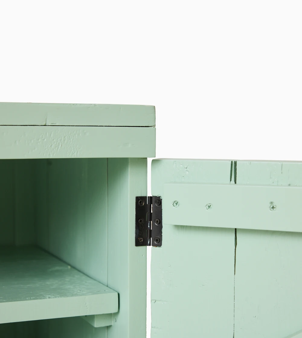 aparador rústico Raw Lowboard de HKLIVING, mueble bajo de madera con cuatro puertas y diseño de líneas limpias color verde menta