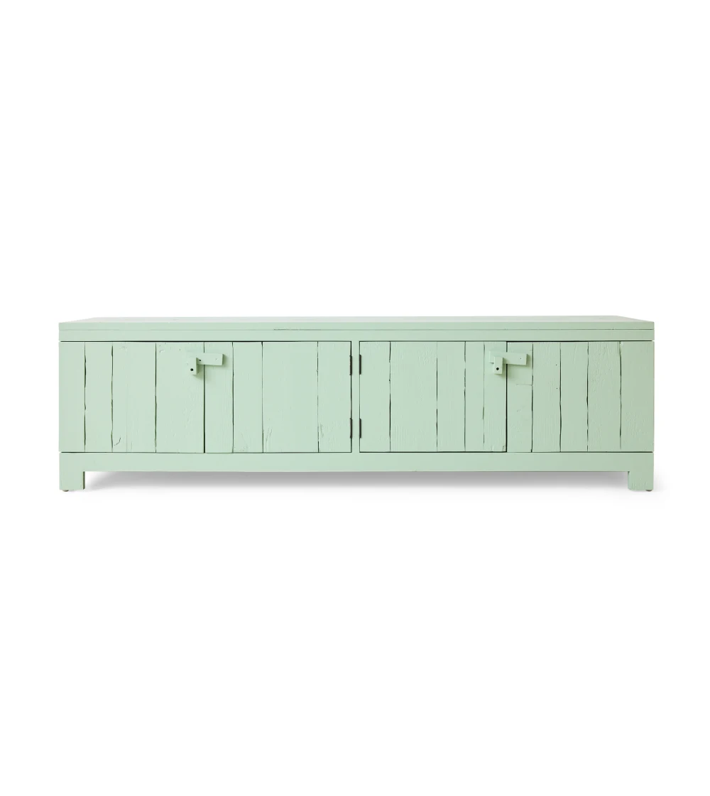 aparador rústico Raw Lowboard de HKLIVING, mueble bajo de madera con cuatro puertas y diseño de líneas limpias color verde menta