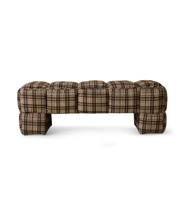 banco acolchado puffy lobby bench con tejido a cuadros de hkliving