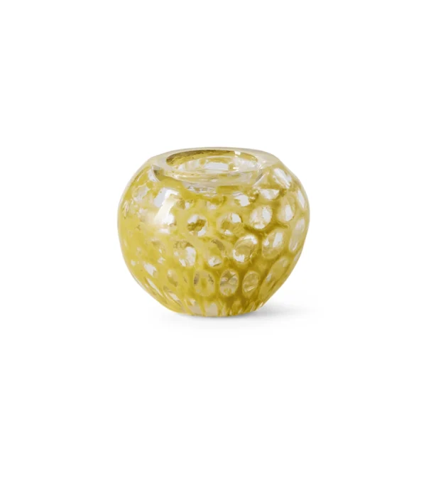 Dome Candle Holder Ochre de HKLIVING, portavelas de vidrio ocre de forma redondeada y superficie texturizada.