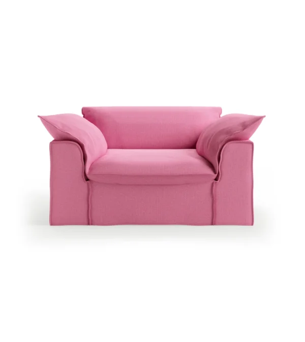 Sillón Nomad Loveseat de HKLIVING, sillón amplio de formas envolventes y tapizado intercambiable color rosa